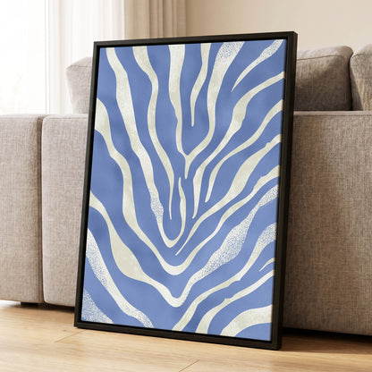 Tidal Stripes, blue, white, beige abstract wall art displayed in a styled interior, gallery view 4
