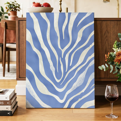 Tidal Stripes, blue, white, beige abstract wall art displayed in a styled interior, gallery view 7