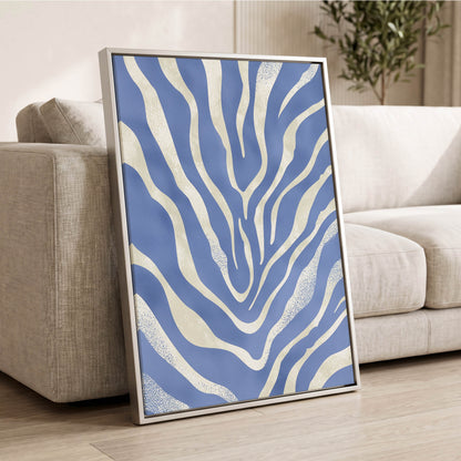 Tidal Stripes, blue, white, beige abstract wall art displayed in a styled interior, gallery view 8