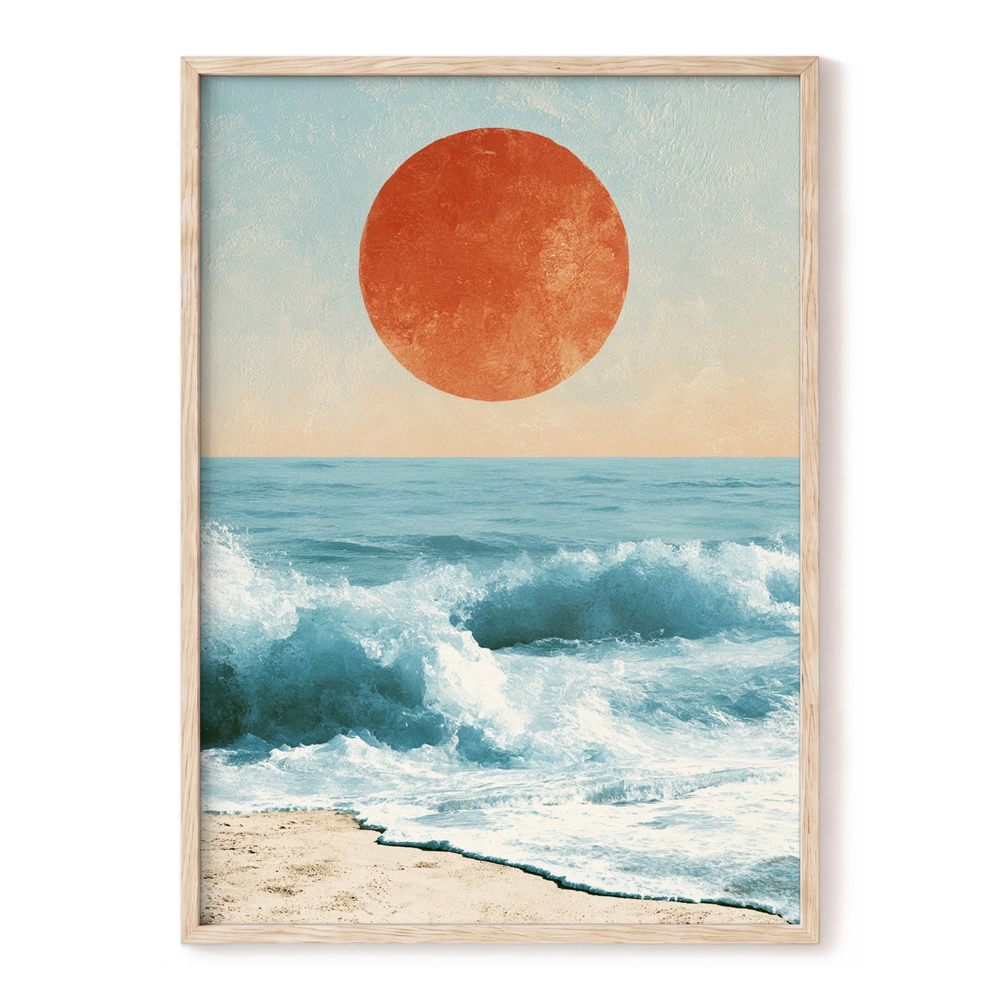 Tidal Sun, blue, white, beige nature wall art, front artwork view