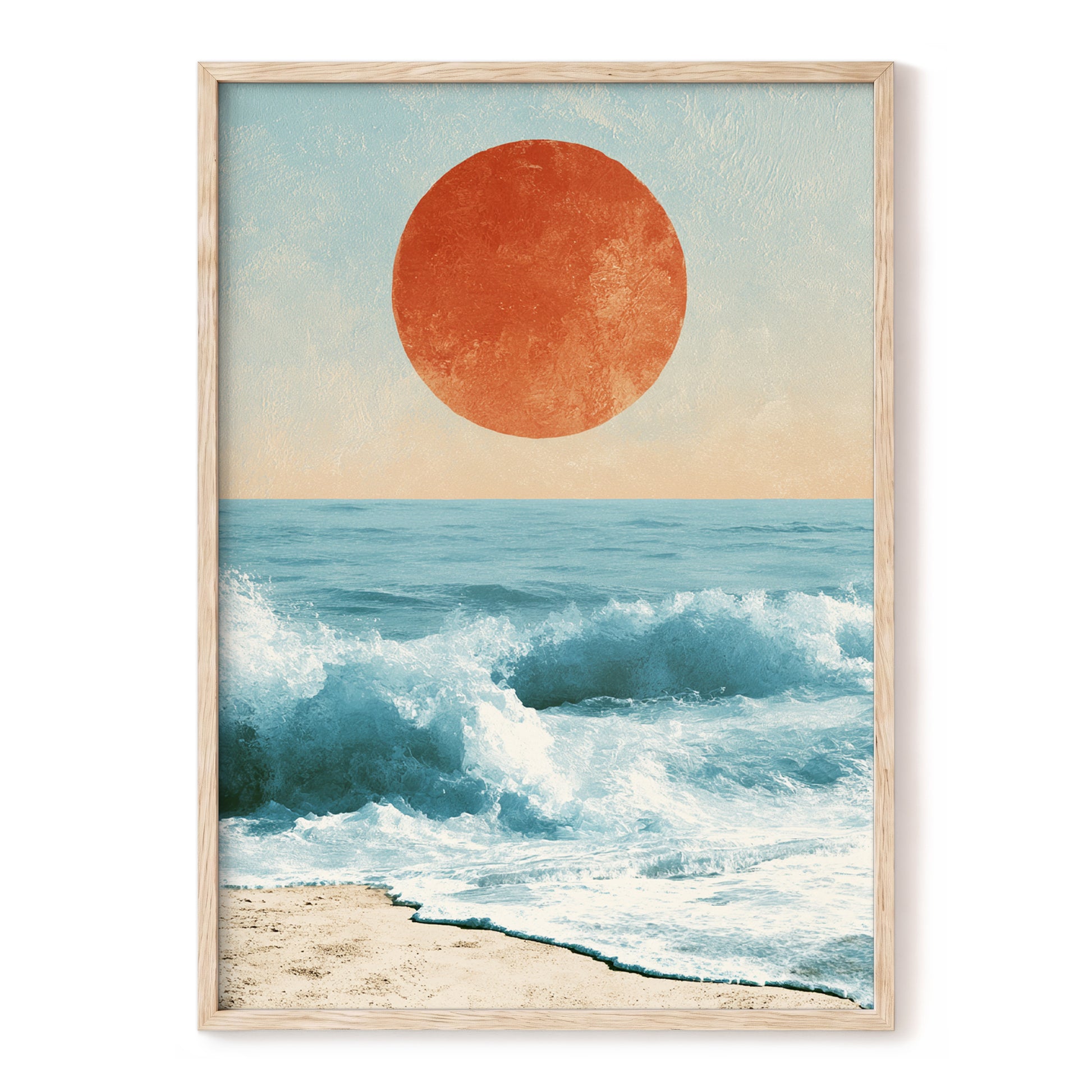 Tidal Sun, blue, white, beige nature wall art, front artwork view