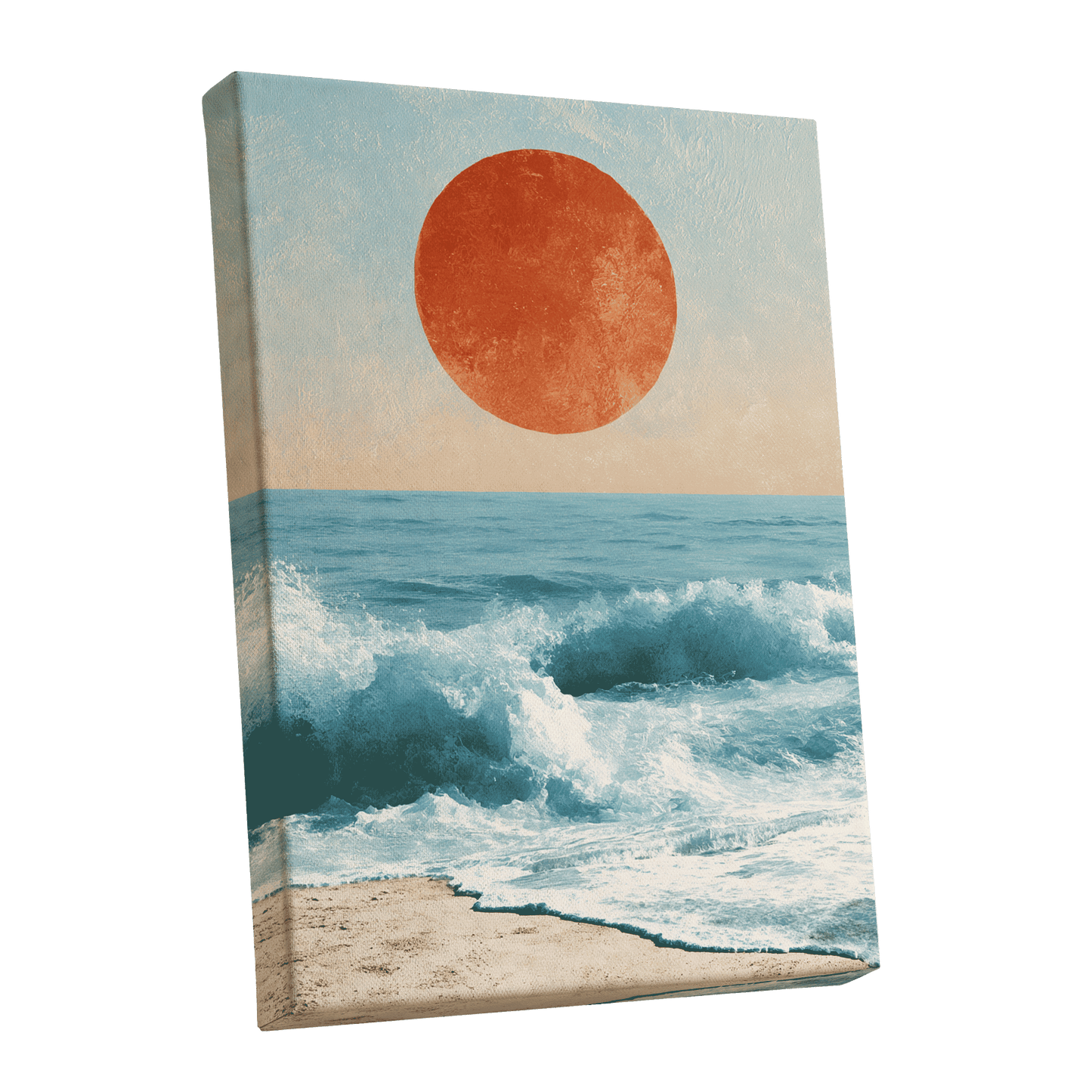 Tidal Sun, blue, white, beige nature wall art shown as a stretched canvas wall art