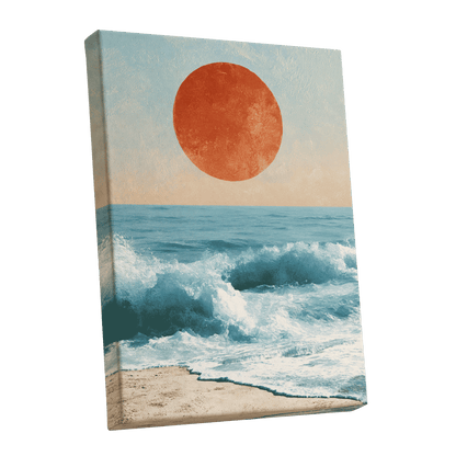 Tidal Sun, blue, white, beige nature wall art shown as a stretched canvas wall art