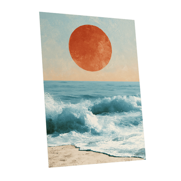 Tidal Sun, blue, white, beige nature wall art shown as a unframed poster wall art print