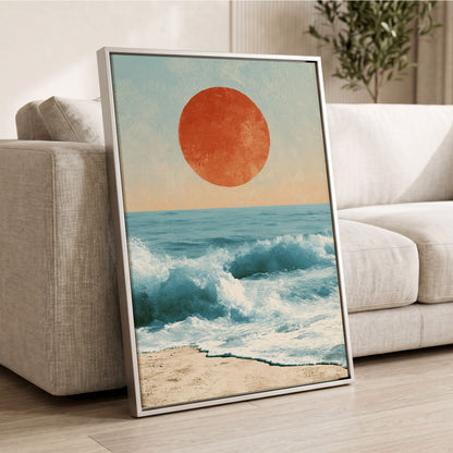 Tidal Sun, blue, white, beige nature wall art displayed in a styled interior, gallery view 2