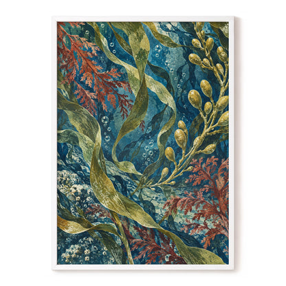 Tidal Tangle, blue, green, gold nature wall art, front artwork view