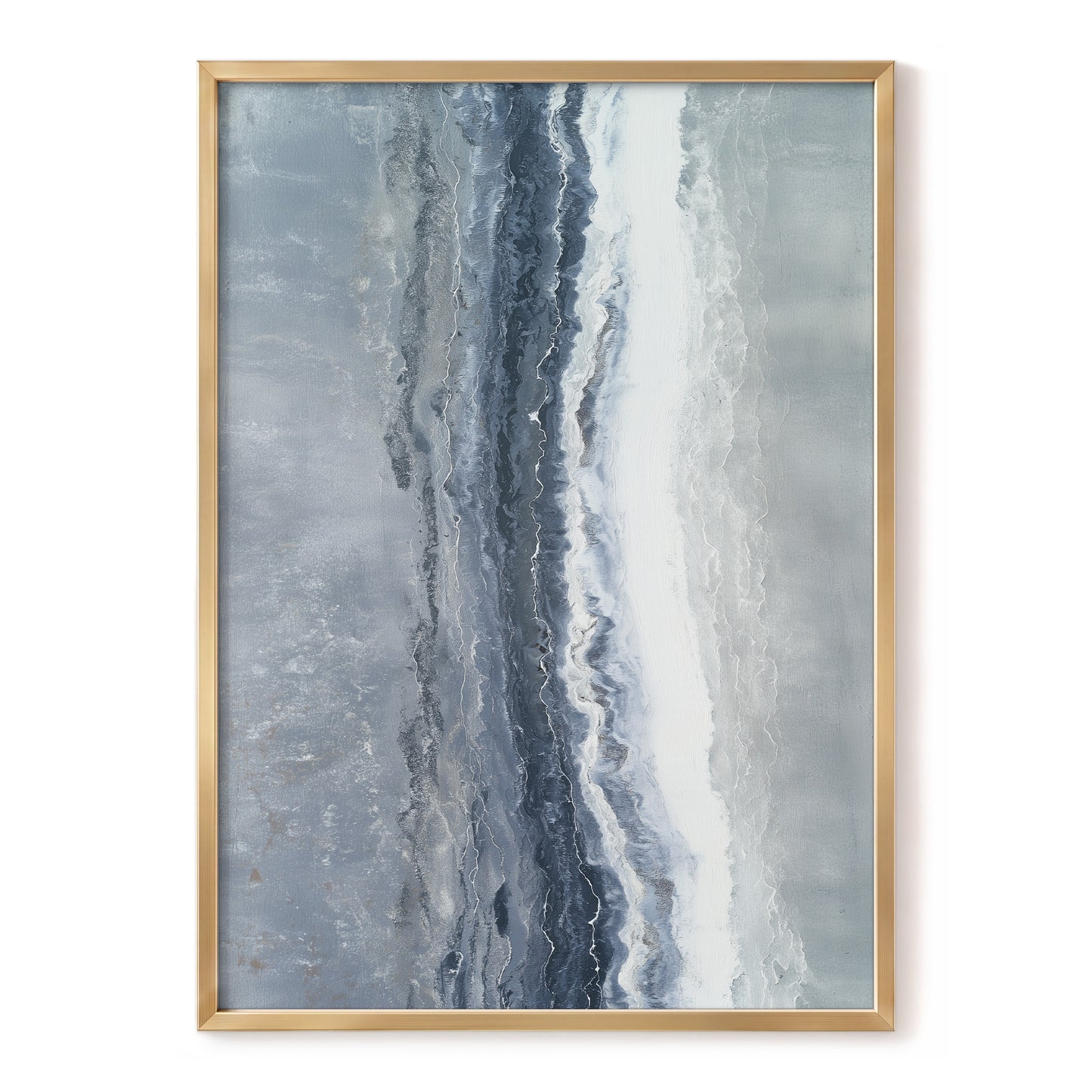 Tidal Veil, blue, gray, white abstract wall art, front artwork view