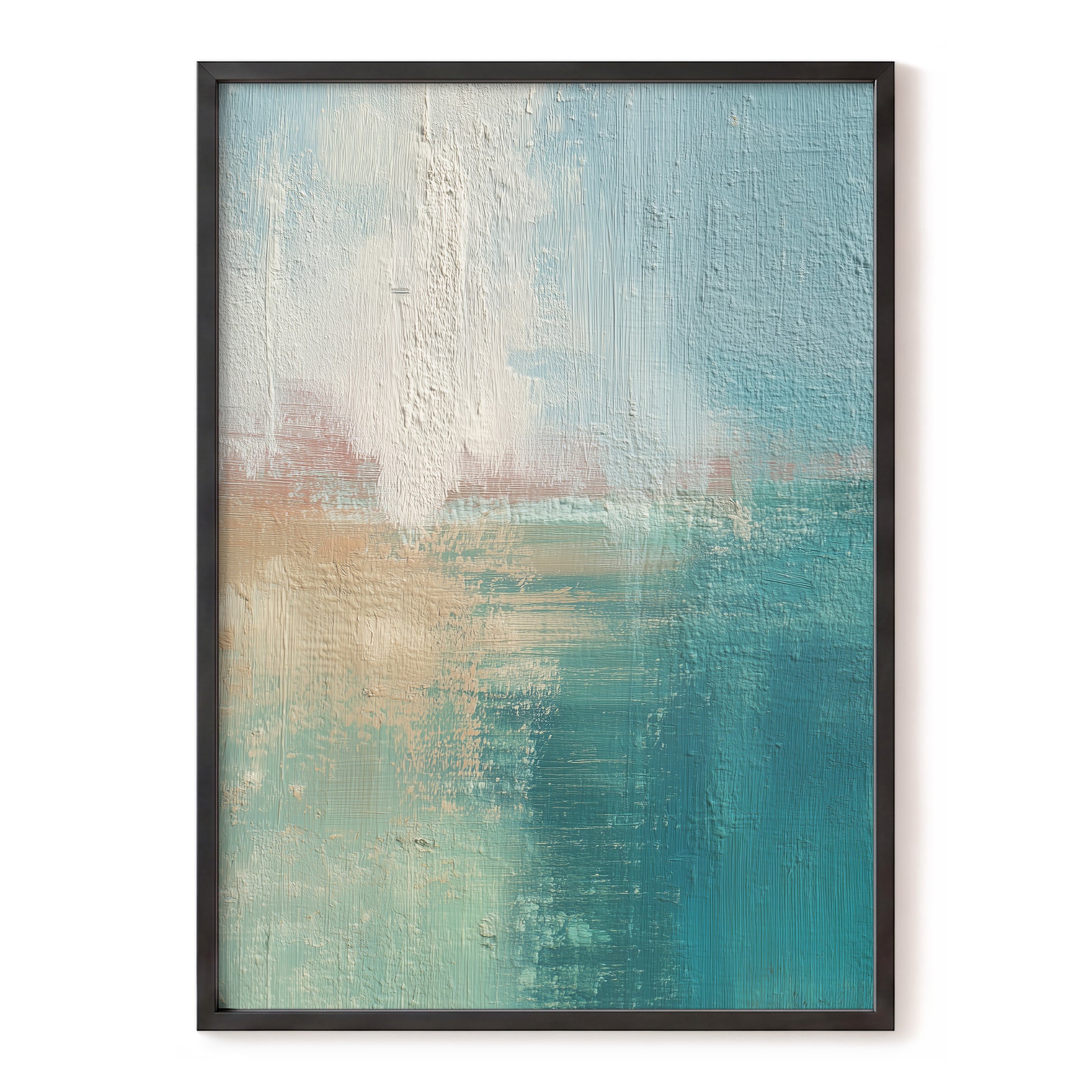 Tidal Veil – blue, green, beige abstract wall art, front view