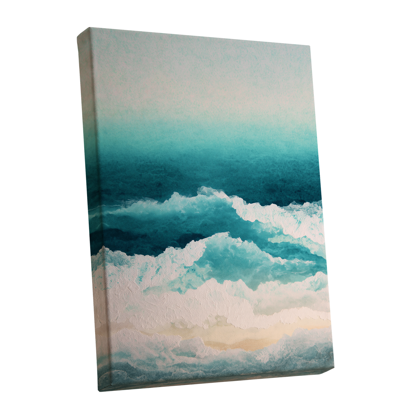 Tidal Veil, blue, green, white nature wall art shown as a stretched canvas wall art