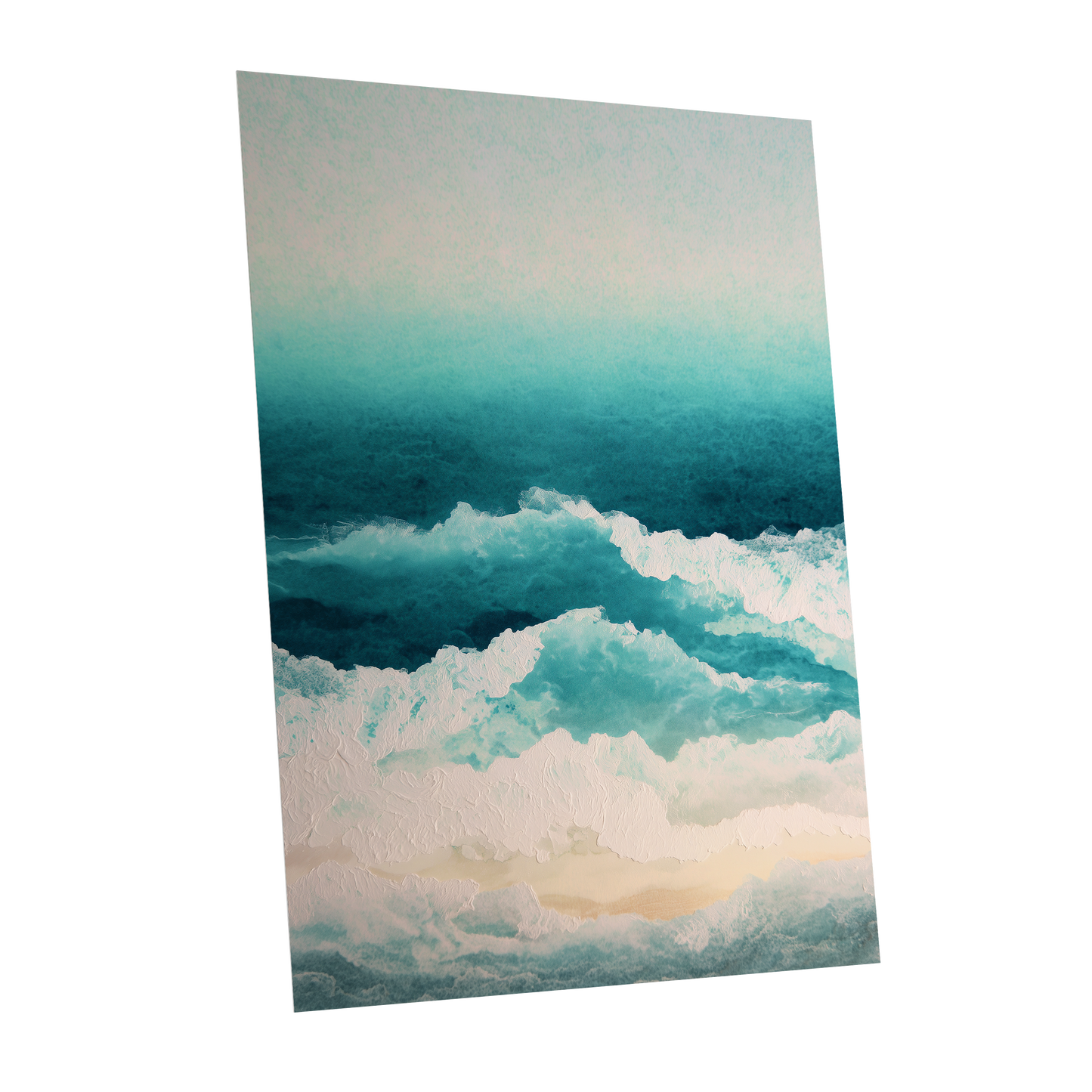 Tidal Veil, blue, green, white nature wall art shown as a unframed poster wall art print
