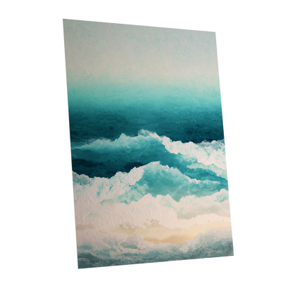 Tidal Veil, blue, green, white nature wall art shown as a unframed poster wall art print