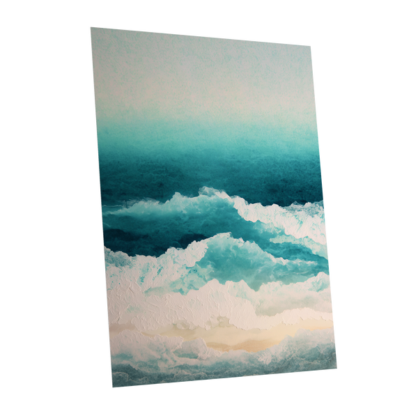 Tidal Veil, blue, green, white nature wall art shown as a unframed poster wall art print
