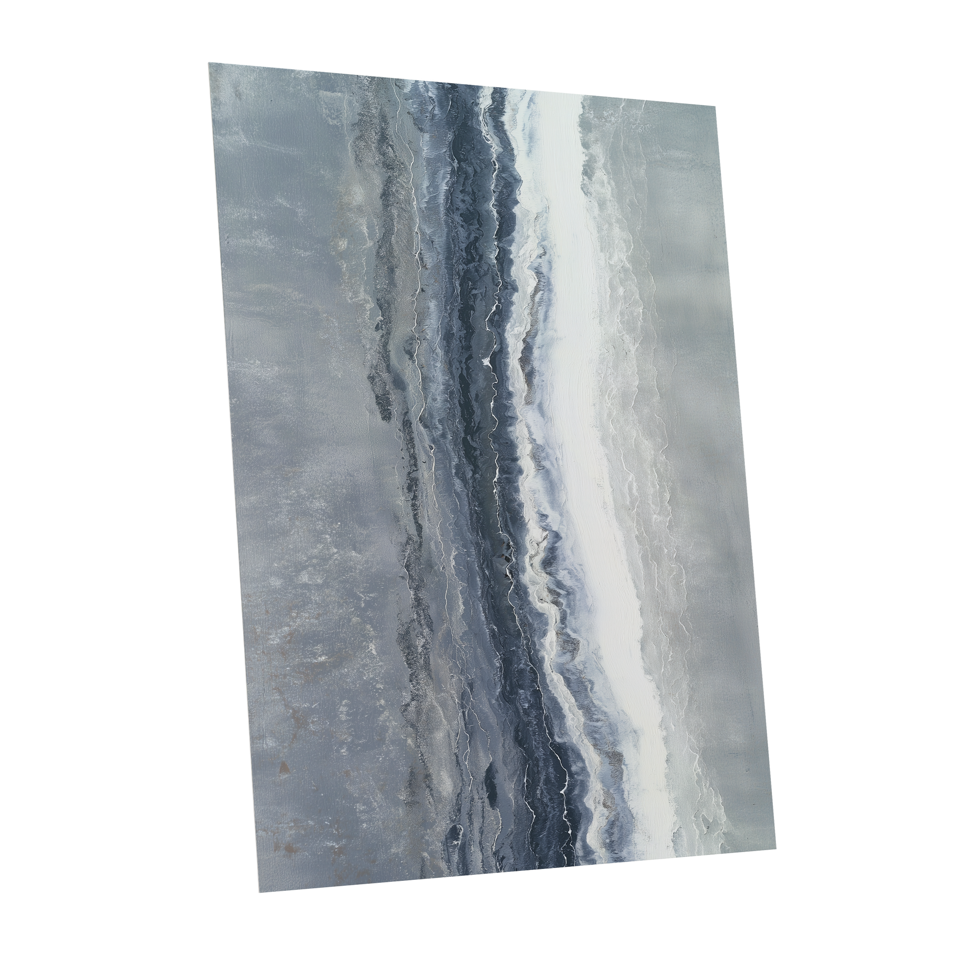 Tidal Veil, blue, gray, white abstract wall art shown as a unframed poster wall art print