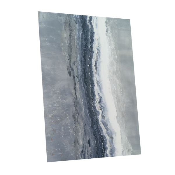 Tidal Veil, blue, gray, white abstract wall art shown as a unframed poster wall art print