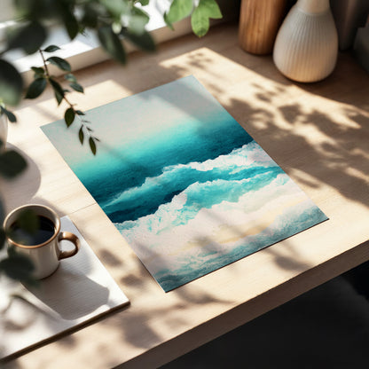 Tidal Veil, blue, green, white nature wall art displayed in a styled interior, gallery view 5