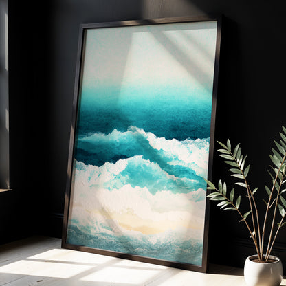 Tidal Veil, blue, green, white nature wall art displayed in a styled interior, gallery view 6