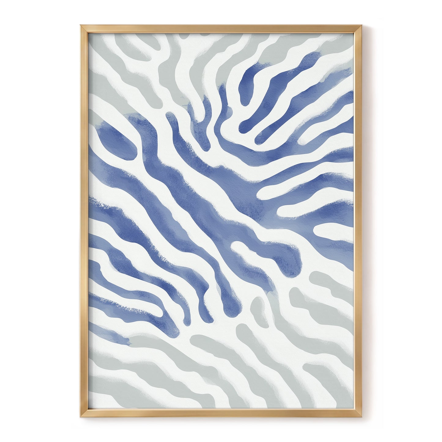 Tidal Veins, white, blue, gray abstract wall art, front artwork view