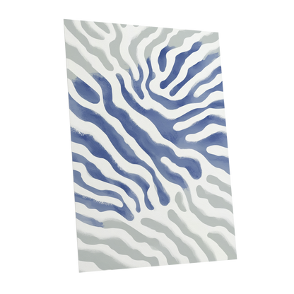 Tidal Veins, white, blue, gray abstract wall art shown as a unframed poster wall art print