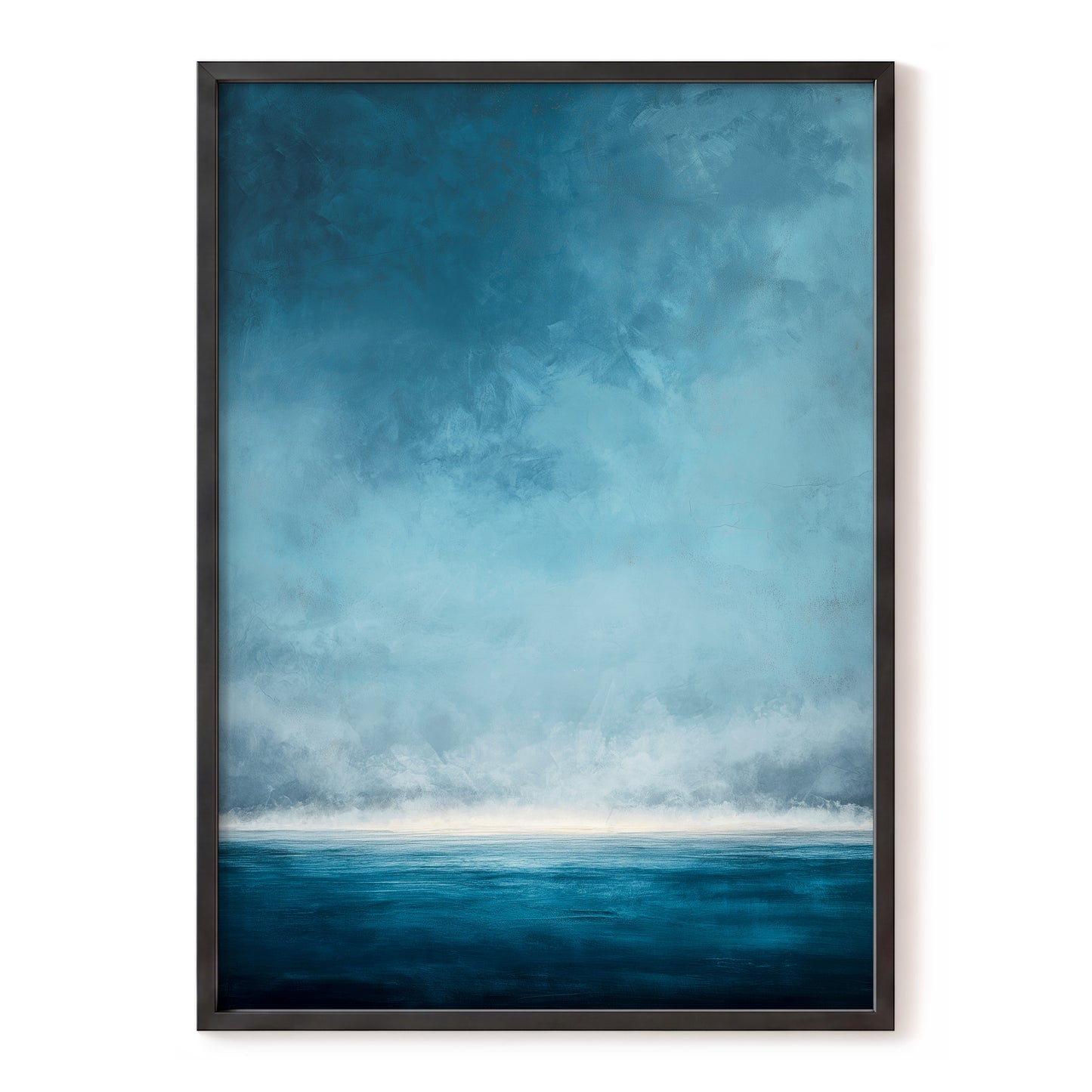 Tide Beyond Silence, blue, white, gray nature wall art, front artwork view
