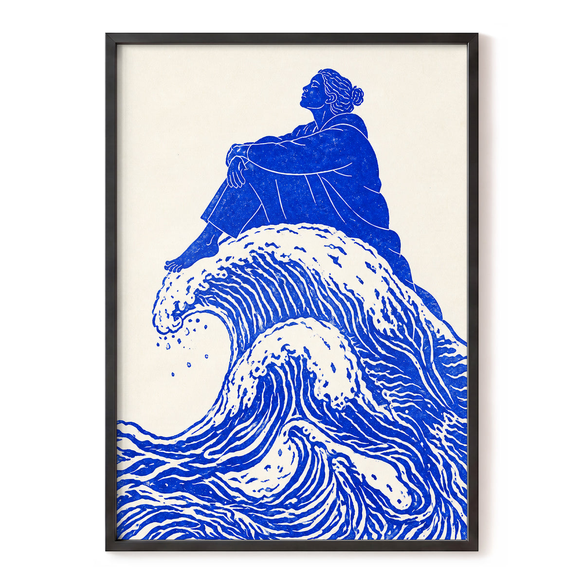 Tidebound Reverie, blue, beige, white nature wall art, front artwork view