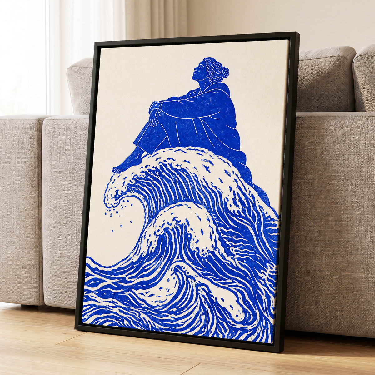Tidebound Reverie, blue, beige, white nature wall art displayed in a styled interior, gallery view 4