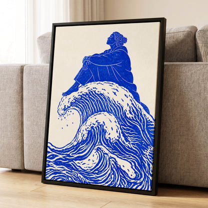 Tidebound Reverie, blue, beige, white nature wall art displayed in a styled interior, gallery view 4
