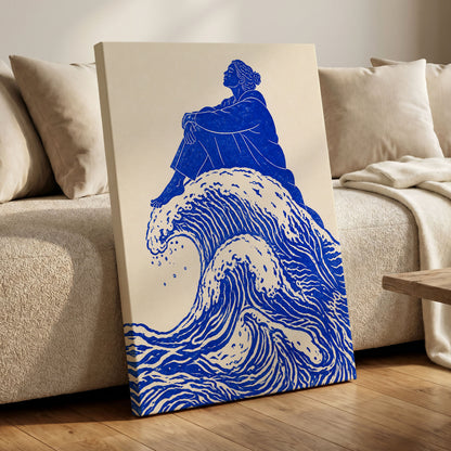 Tidebound Reverie, blue, beige, white nature wall art displayed in a styled interior, gallery view 7