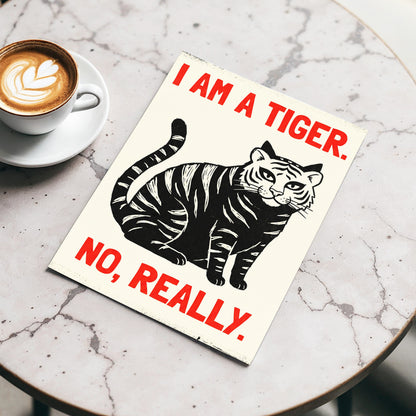 Tiger, Honestly, black, beige, red nature wall art displayed in a styled interior, gallery view 3