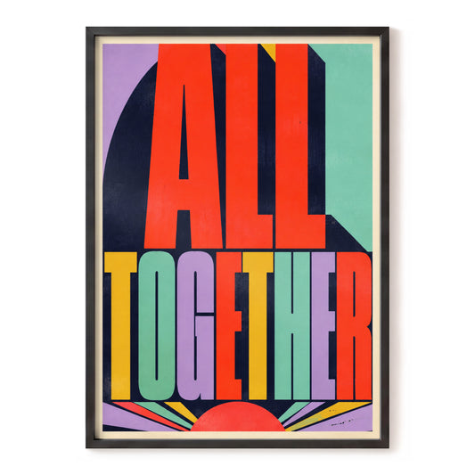 Together in Colour, red, black, green minimalist wall art, front artwork view