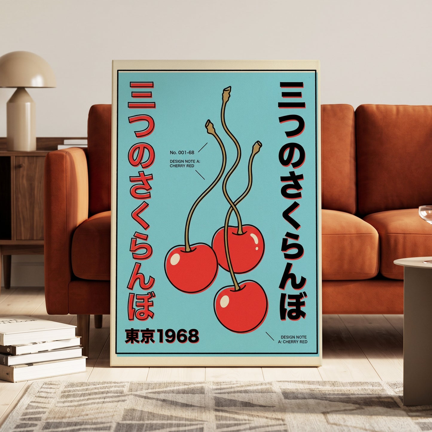 Tokyo Cherry Study – canvas wall art in a styled interior, gallery view 1