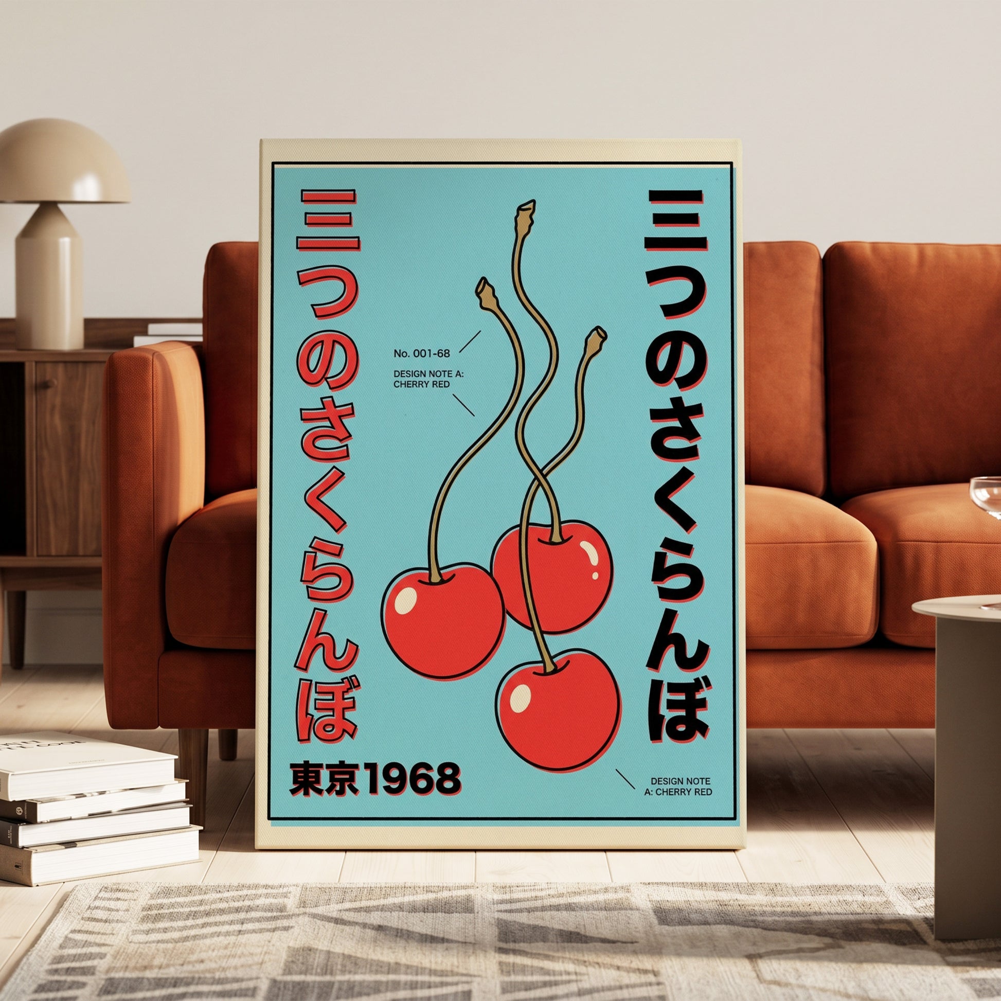 Tokyo Cherry Study – canvas wall art in a styled interior, gallery view 1