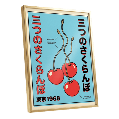 Tokyo Cherry Study – gold framed poster option