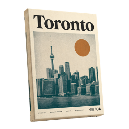 Toronto Sun Study, beige, green, orange minimalist wall art shown as a stretched canvas wall art
