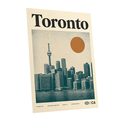 Toronto Sun Study, beige, green, orange minimalist wall art shown as a unframed poster wall art print
