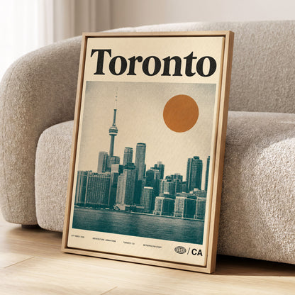 Toronto Sun Study, beige, green, orange minimalist wall art displayed in a styled interior, gallery view 1