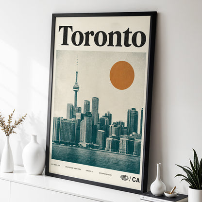 Toronto Sun Study, beige, green, orange minimalist wall art displayed in a styled interior, gallery view 2