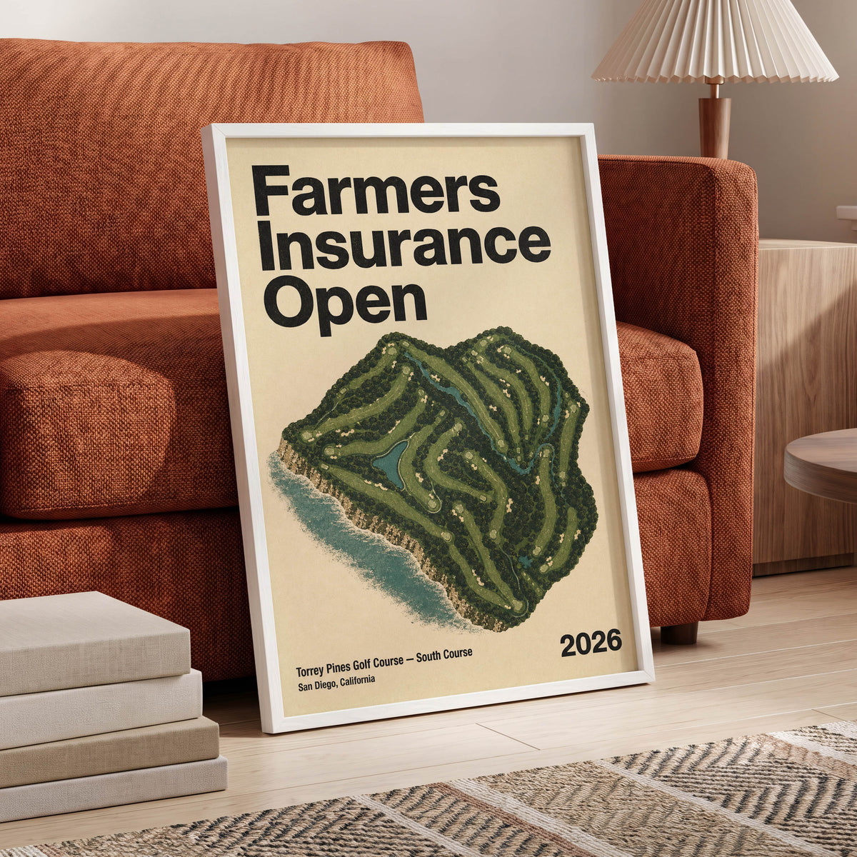Torrey Pines Open, black, green, beige nature wall art displayed in a styled interior, gallery view 6