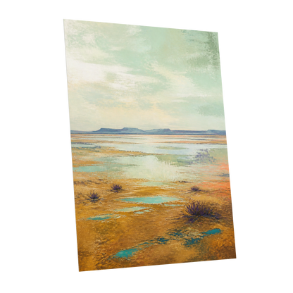 Turquoise Mesa, green, gold, blue nature wall art shown as a unframed poster wall art print