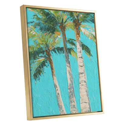 Turquoise Palm Canopy – gold framed canvas option