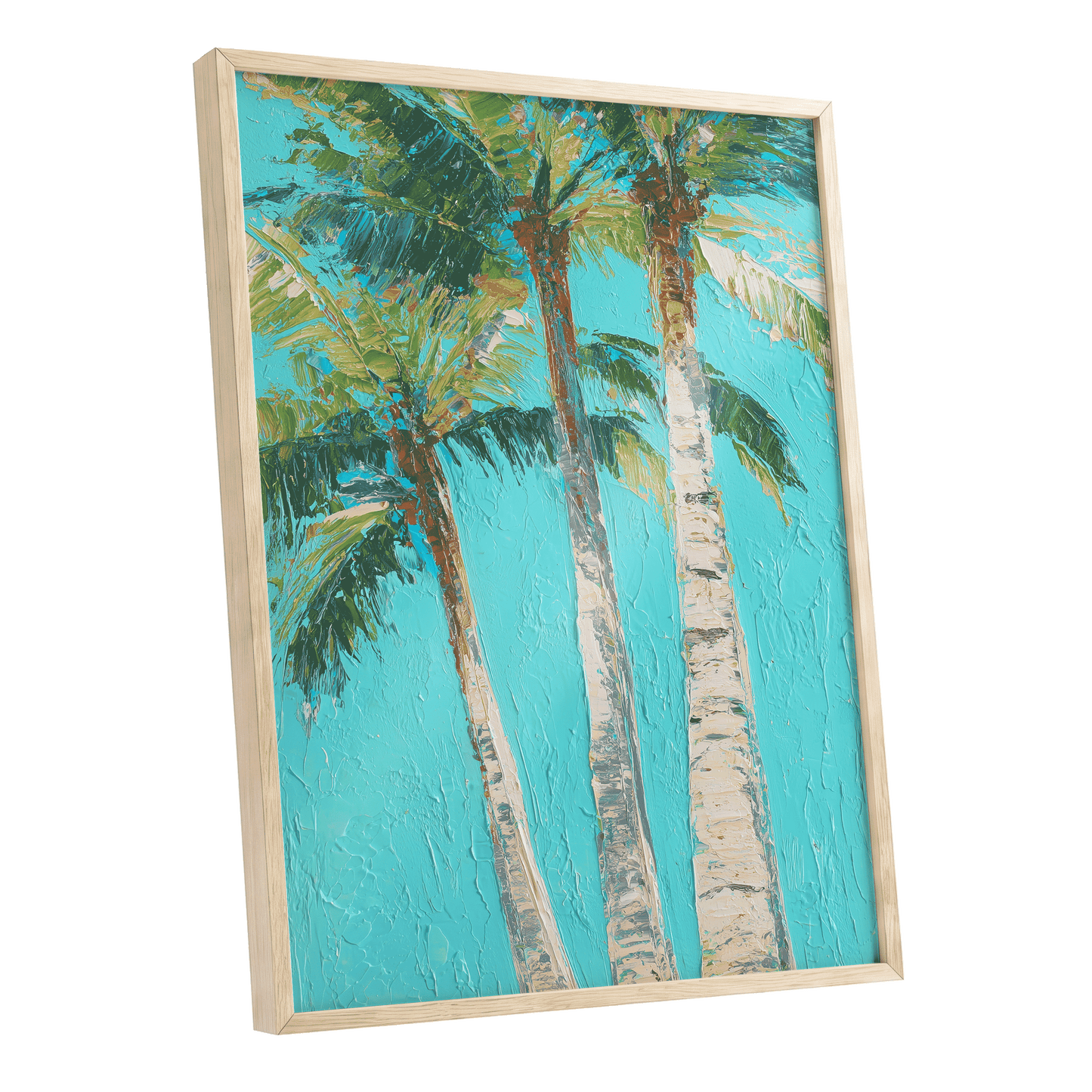 Turquoise Palm Canopy – oak framed poster option