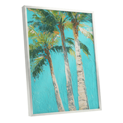 Turquoise Palm Canopy – silver framed poster option