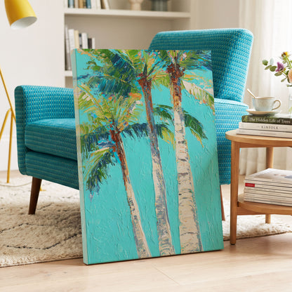Turquoise Palm Reverie – canvas wall art in a styled interior, gallery view 2