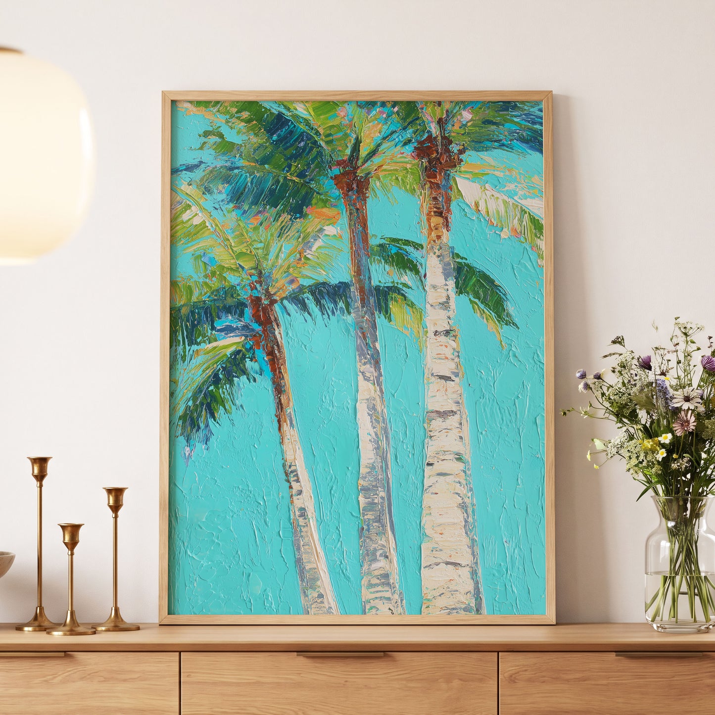 Turquoise Palm Reverie – wall art displayed in a styled interior, gallery view 5