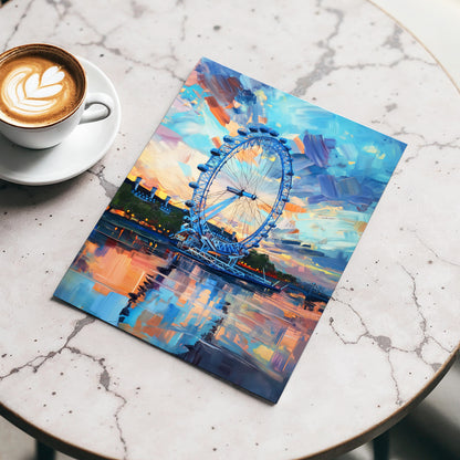 Twilight on the Thames, blue, orange, beige abstract wall art displayed in a styled interior, gallery view 3