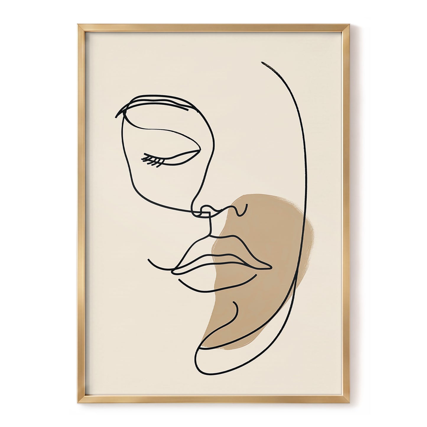 Umber Visage, black, beige, brown minimalist wall art, front artwork view