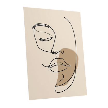 Umber Visage, black, beige, brown minimalist wall art shown as a unframed poster wall art print