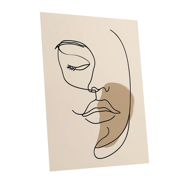 Umber Visage, black, beige, brown minimalist wall art shown as a unframed poster wall art print