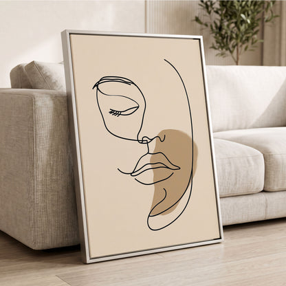 Umber Visage, black, beige, brown minimalist wall art displayed in a styled interior, gallery view 2