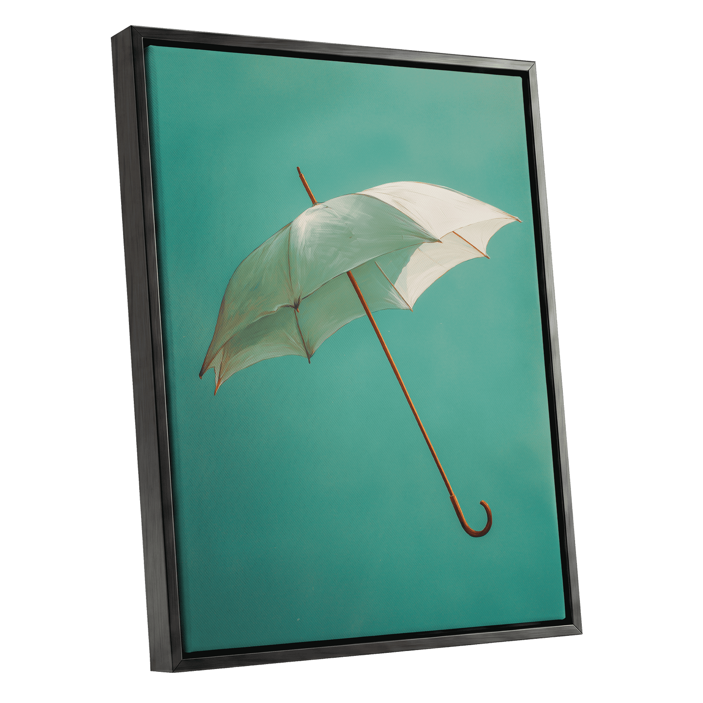 Umbrella in Teal – black framed canvas option
