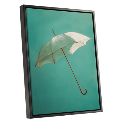 Umbrella in Teal – black framed canvas option
